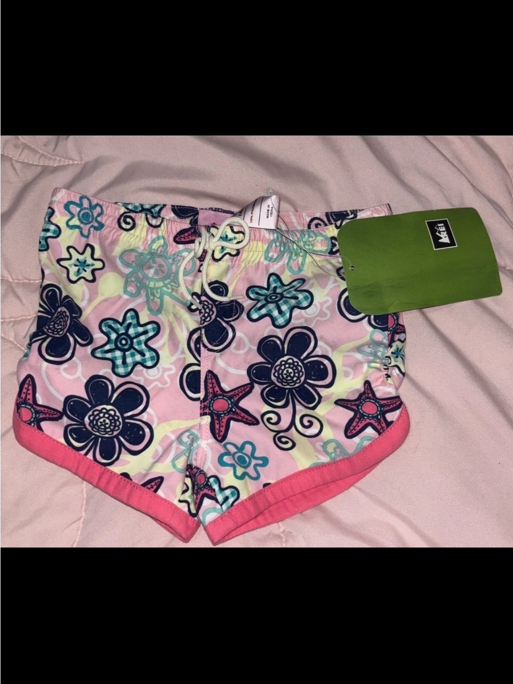 REI Pink Teal Navy Floral Toddler Swim Shorts